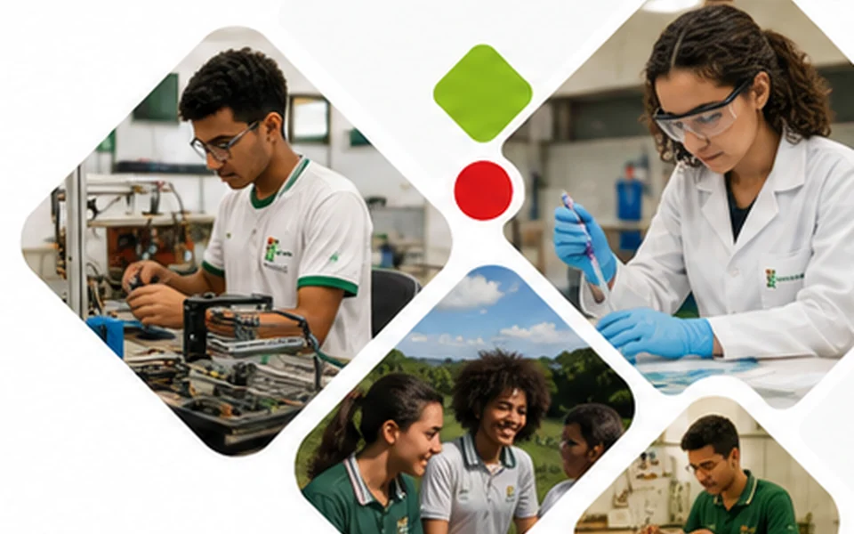 Estudantes e pesquisadores da Rede Federal em atividades de laboratório, tecnologia e sustentabilidade